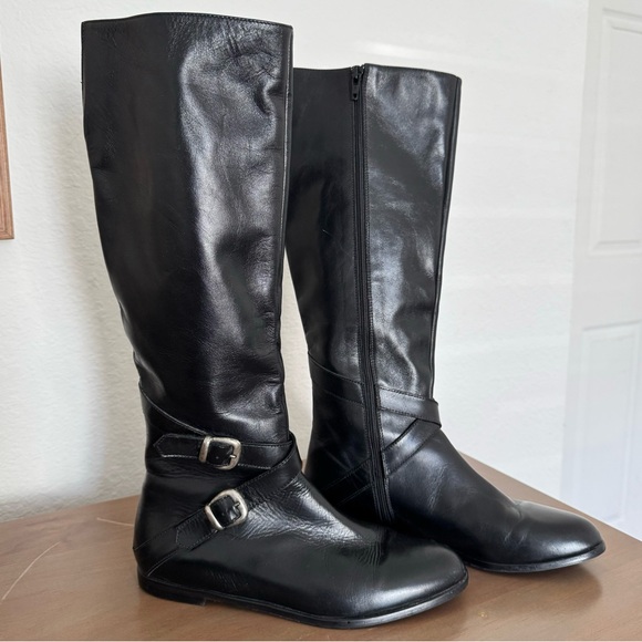 Saks Fifth Avenue Italian Leather Buckle Boots - Size 6.5 - Picture 2 of 8